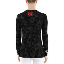 Load image into Gallery viewer, Black Geometric Women's Rash Guard | Grapplehappy.com