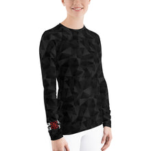 Load image into Gallery viewer, Black Geometric Women's Rash Guard | Grapplehappy.com