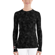 Load image into Gallery viewer, Black Geometric Women's Rash Guard | Grapplehappy.com