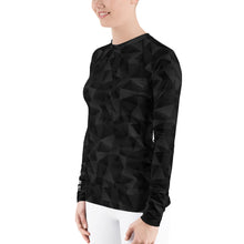 Load image into Gallery viewer, Black Geometric Women's Rash Guard | Grapplehappy.com
