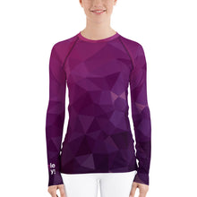 Load image into Gallery viewer, Purple Geometric Women's Rash Guard | Grapplehappy.com