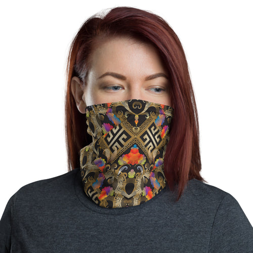Multi-color Baroque neck gaiter and face mask