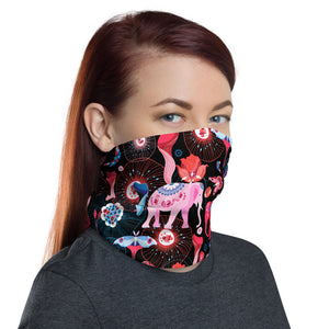 Pink and Blue Elephant neck gaiter and face mask
