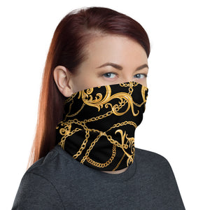 Gold chains neck gaiter and face mask