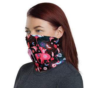 Pink and Blue Elephant neck gaiter and face mask