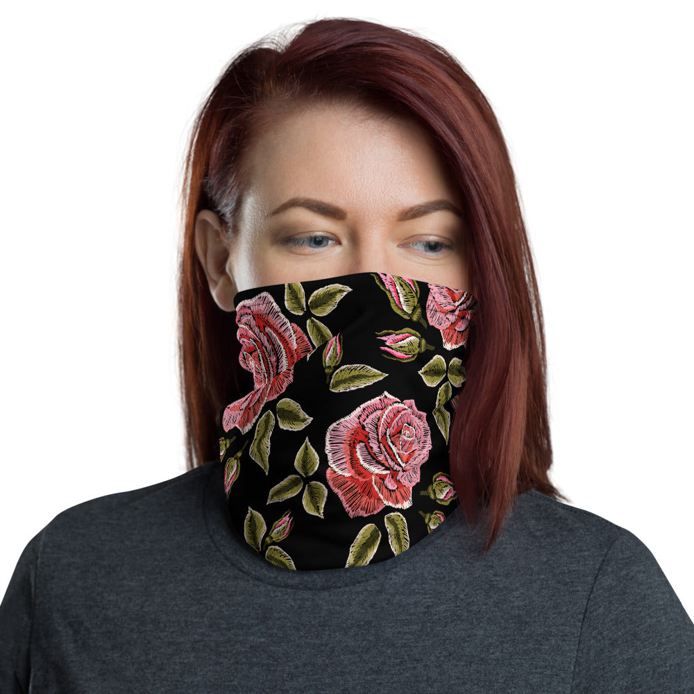Pink Rose neck gaiter and face mask